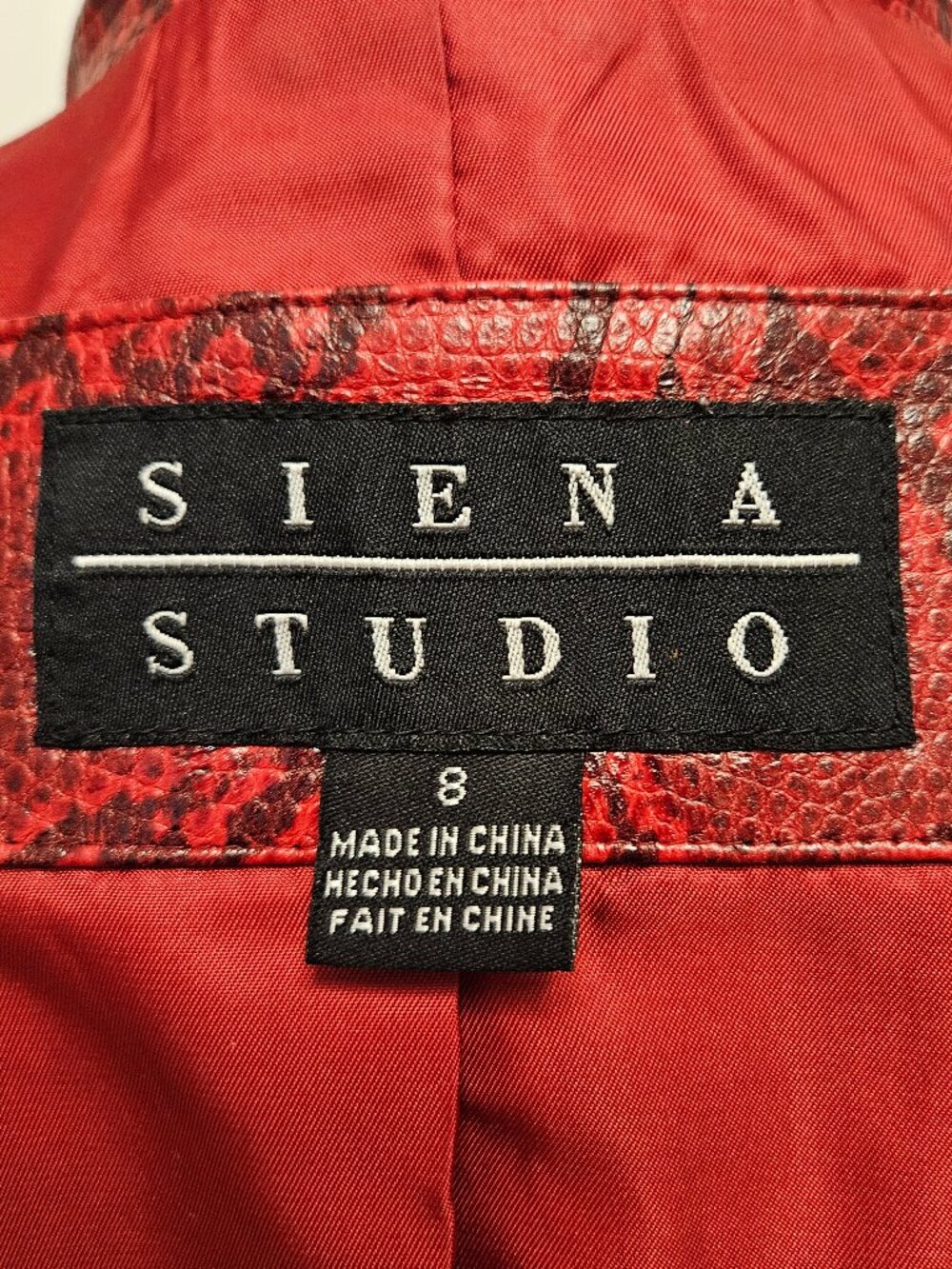 Siena Studio Vintage Red Snakeskin Leather Blazer Jacket Double Breasted 8 - Picture 2 of 16